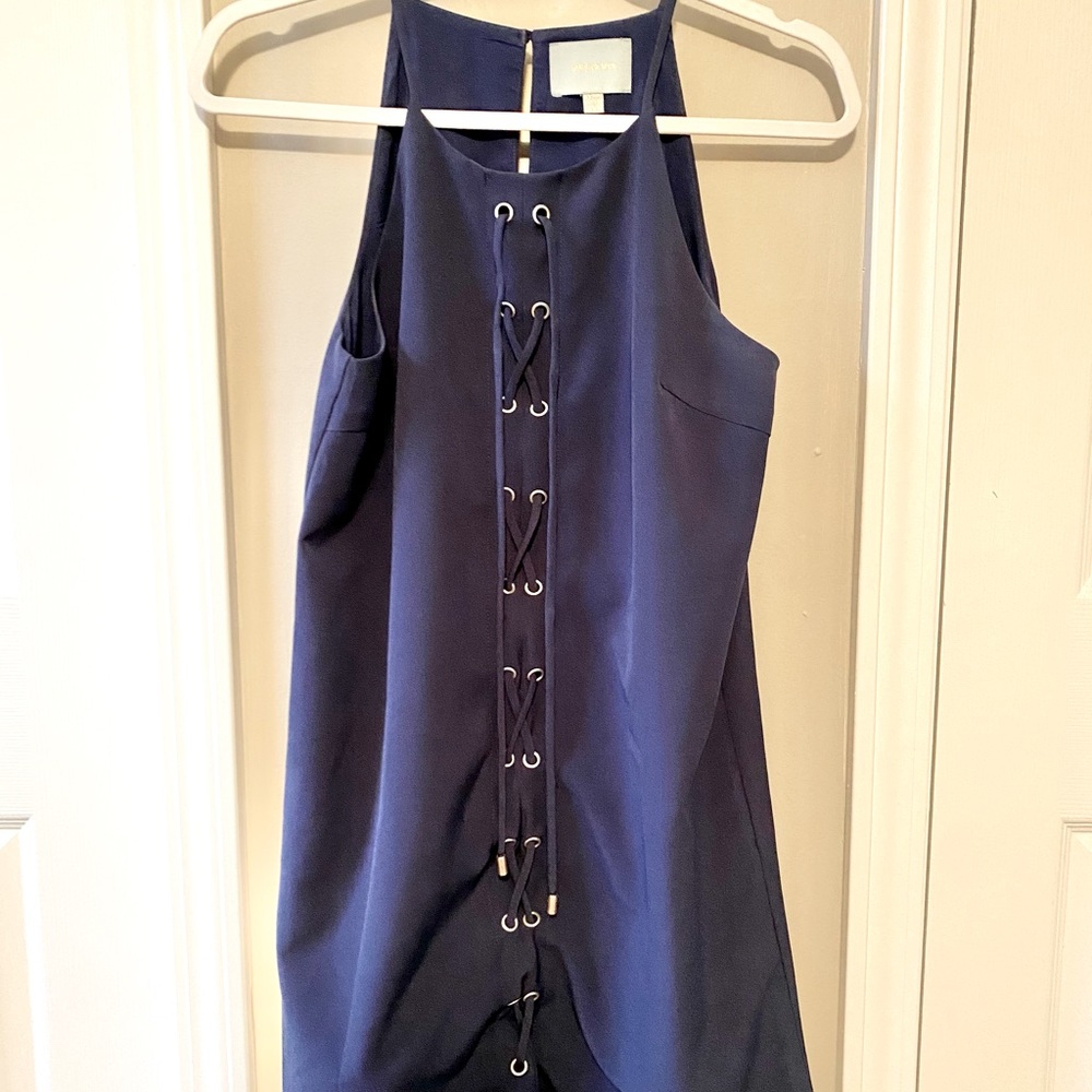 Skies Are Blue Navy Lace Up Dress SZ Small
